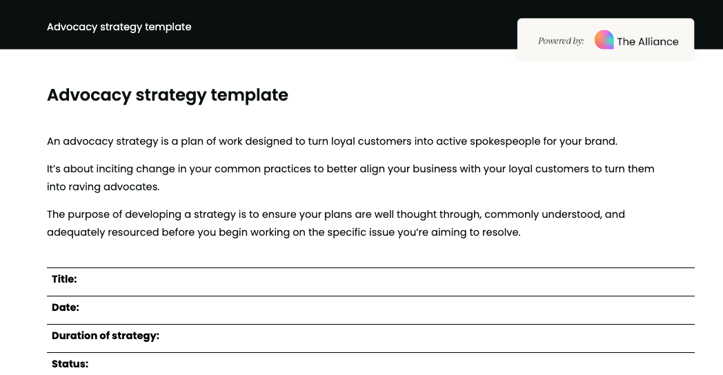Advocacy strategy template