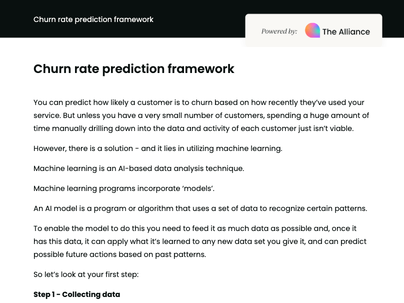 Churn prediction framework