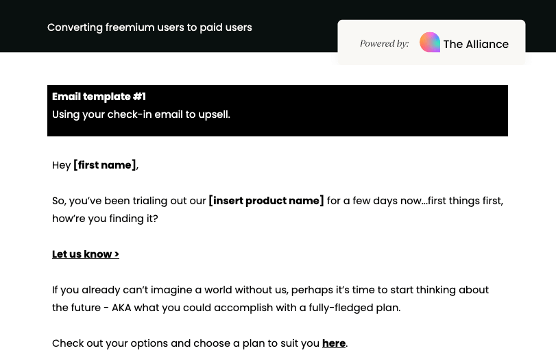 Converting freemium users to paid users template